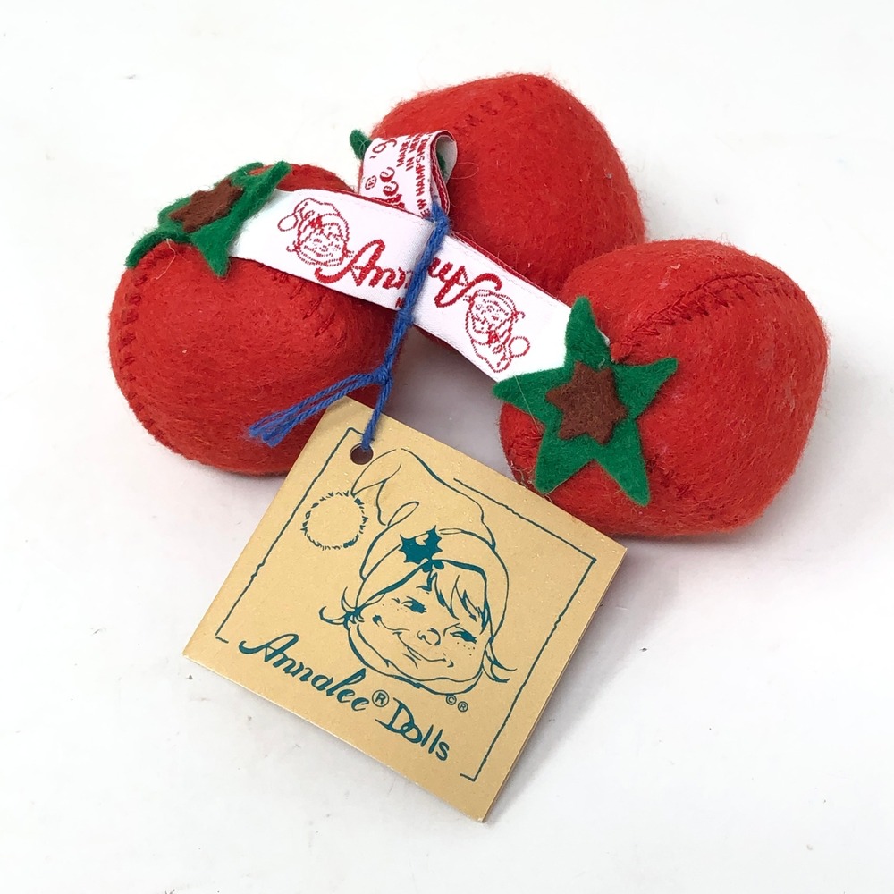 Vintage Annalee Dolls 1994 Tomatoes Red Felt Plush Fruit Ornament Set of 3